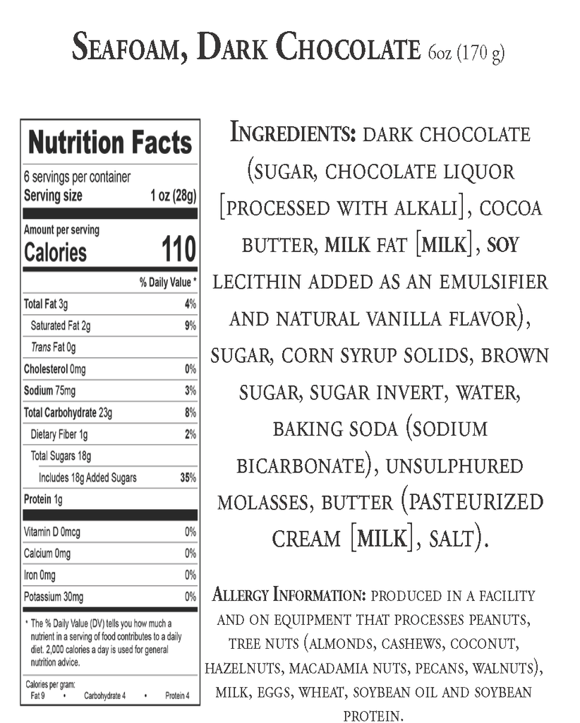 Seafoam, Dark Chocolate – Spokandy Chocolatier Seafoam, Dark Chocolate – Spokandy Chocolatier