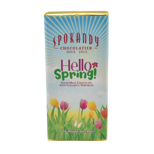 3oz Milk Chocolate Candy Bar with Hello Spring Wrapper